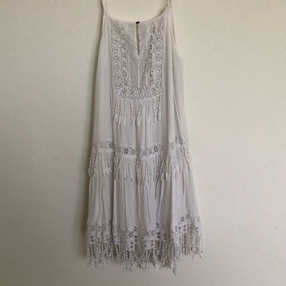 White Bohemian Tassle Dress
